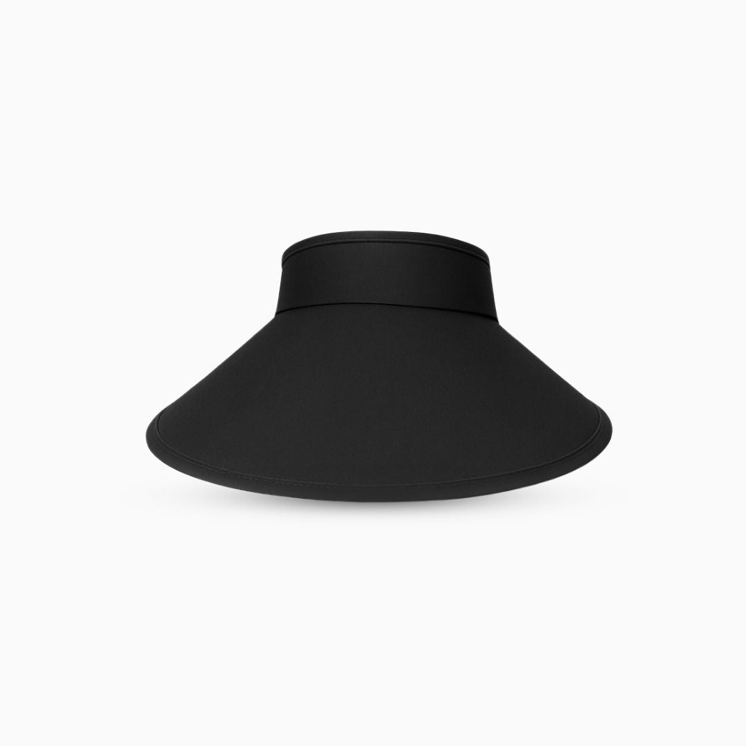 Front View of Midnight Black Luxe Sport Visor for Women