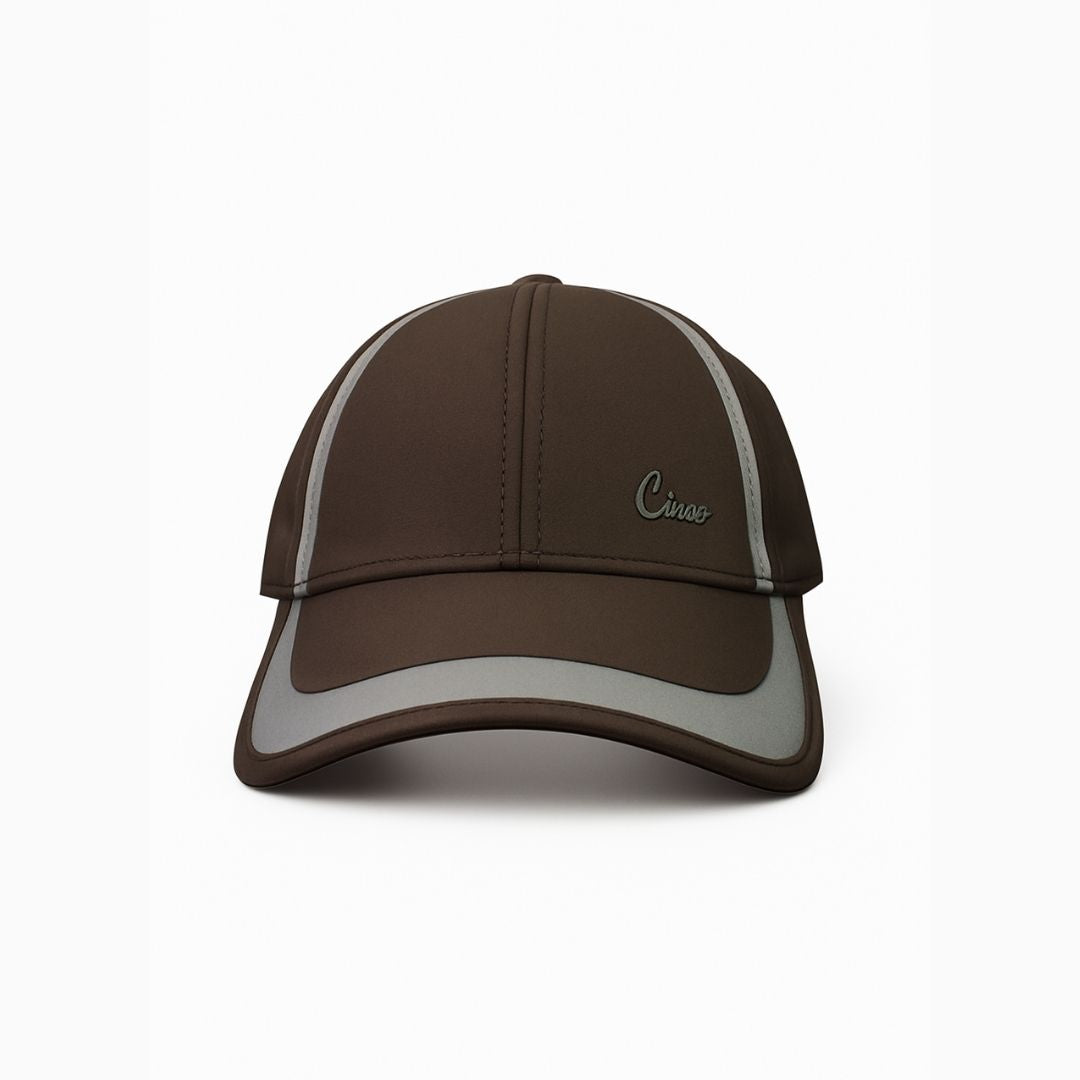 Women’s brown Chassie baseball cap front view with logo and curved brim casual sport hat