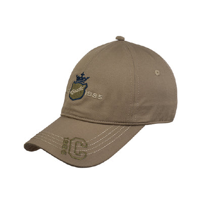 Menβs crown embroidered baseball cap front view with curved brim
