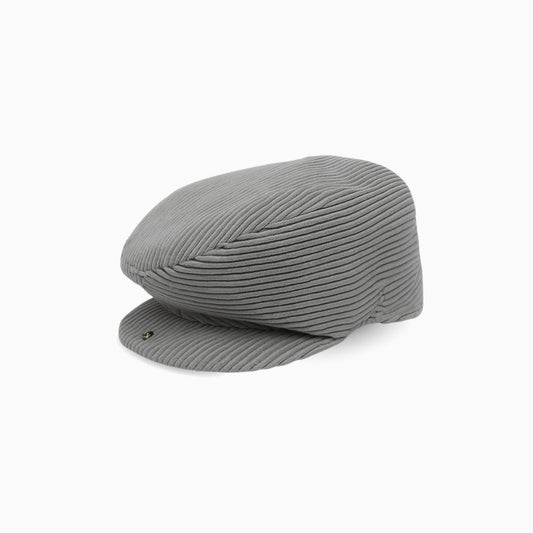 Side view of Silver Ridge corduroy ivy cap with low-profile flat cap design and textured fabric