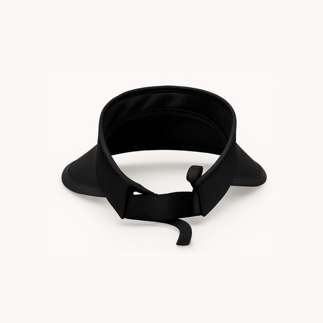 Back View of Midnight Black Luxe Sport Visor for Women