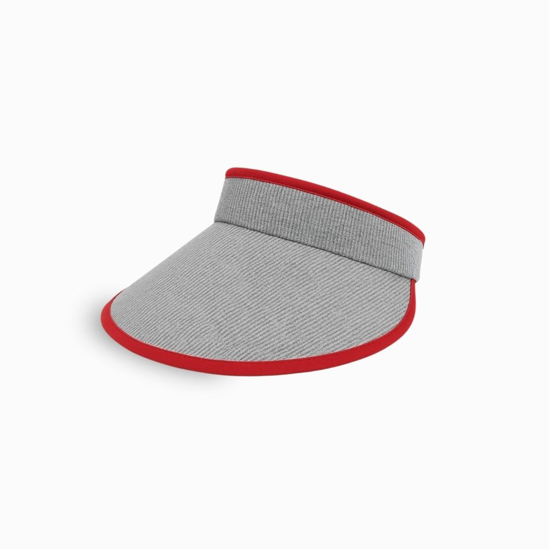 Side View of Grey Crimson Edge Sport Visor Cap for Women 