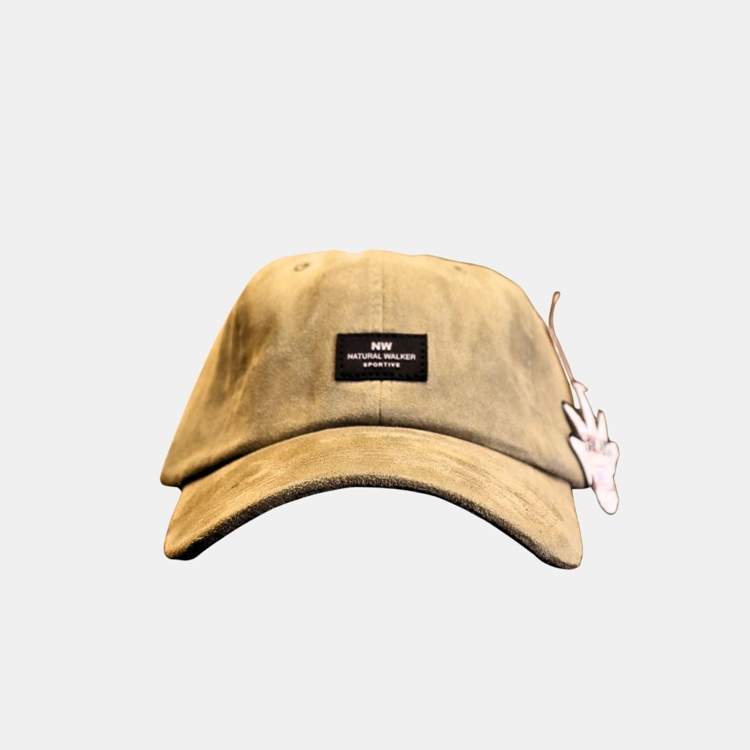 Men’s beige baseball cap front view casual clean design