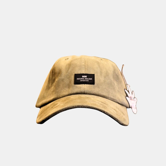 Men’s beige baseball cap front view casual clean design
