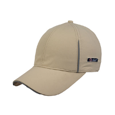 Men’s beige lightweight baseball cap front view with curved brim and minimal design