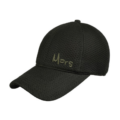 Men’s black mesh sports cap Mars style front view with breathable design