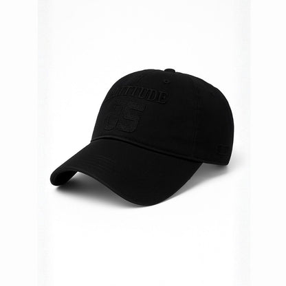 Side view of black Shadow 35 street baseball cap with curved brim and urban casual style