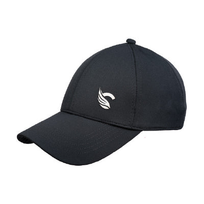 Men’s black sports cap with Swift logo front view and curved brim