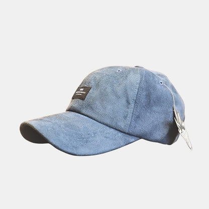 Side view of blue baseball cap with modern casual look