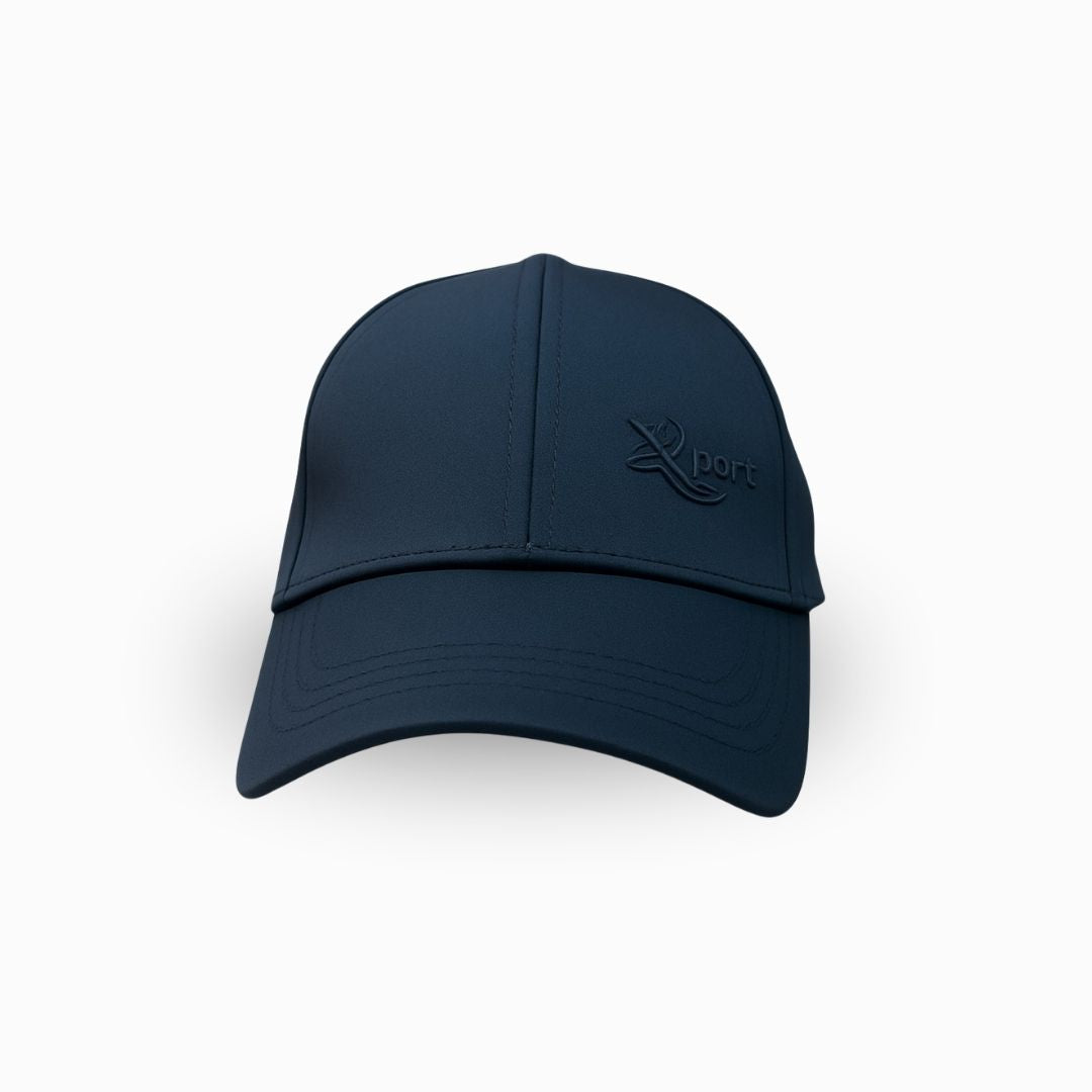 Women’s blue Expert baseball cap front view with embroidered logo and curved brim casual hat