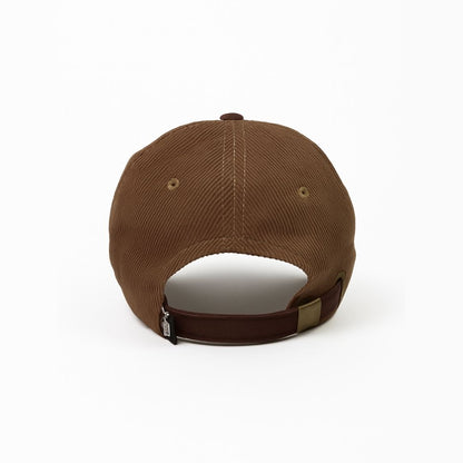 Back view of brown cotton LFT baseball cap with adjustable strap and comfortable fit