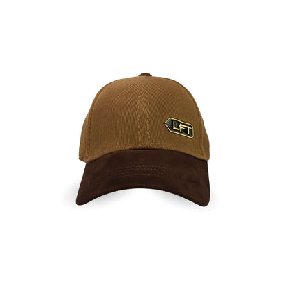 Men’s brown LFT baseball cap front view with embroidered logo and curved brim casual hat