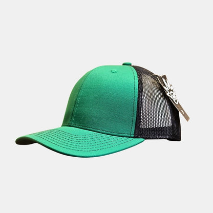 Side view of green baseball cap with modern casual look