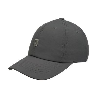 Side view of grey minimalist baseball cap for everyday wear