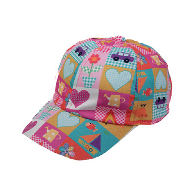 Side view of kids fun blocks baseball cap colorful casual style