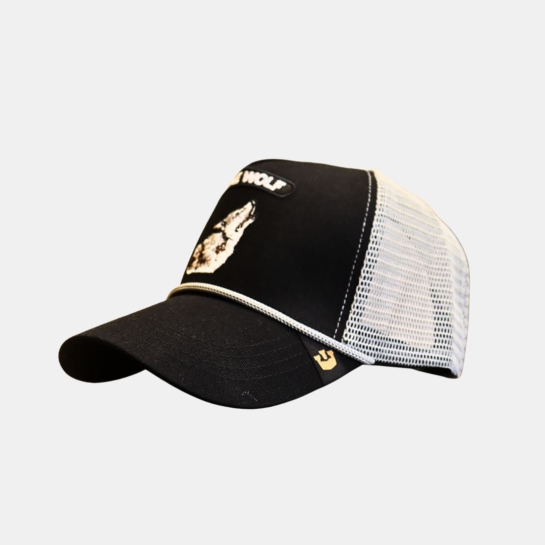 Side view of Lone Wolf mesh trucker cap breathable design
