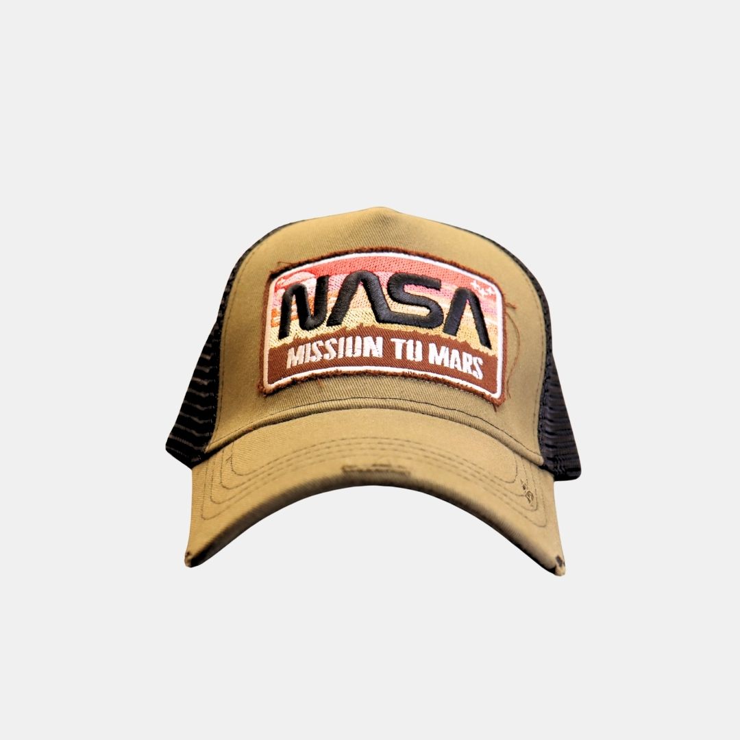 Men’s Mars Explorer trucker cap front view space inspired design