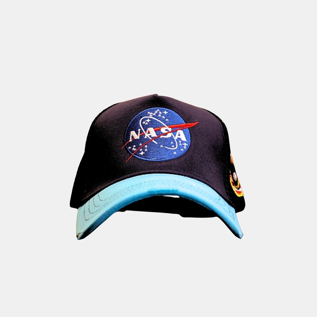 Men’s NASA galaxy explorer baseball cap front view space themed design