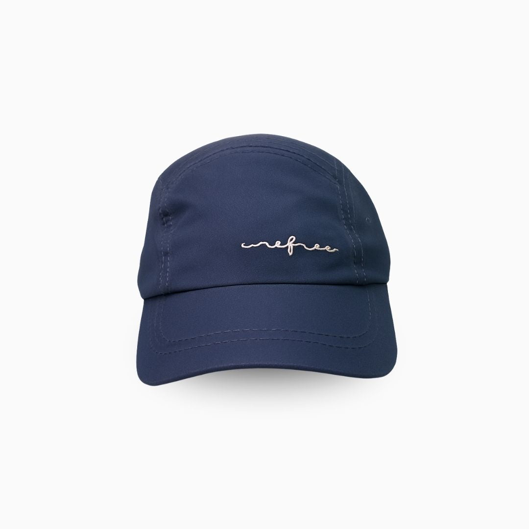 Men’s navy performance cap front view with lightweight breathable design and curved brim sports hat


