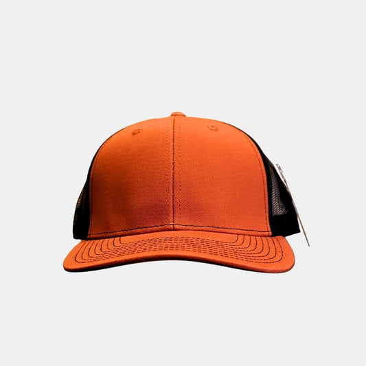 Men’s orange baseball cap front view bold casual design