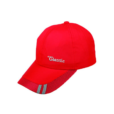 Men’s red mesh baseball cap front view with sport style design
