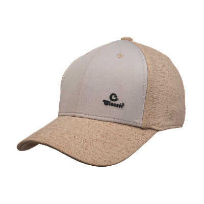 Men’s two-tone beige baseball cap front view with clean casual design