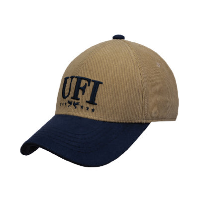 Men’s UFI embroidered corduroy baseball cap front view with two-tone design