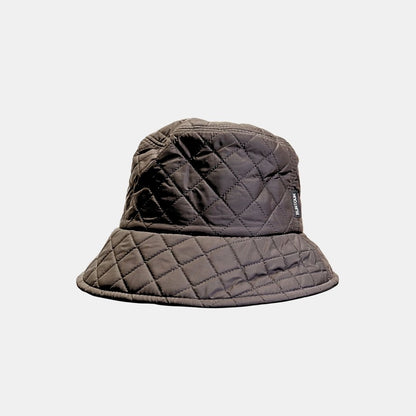 Women’s black quilted bucket hat front view premium casual style