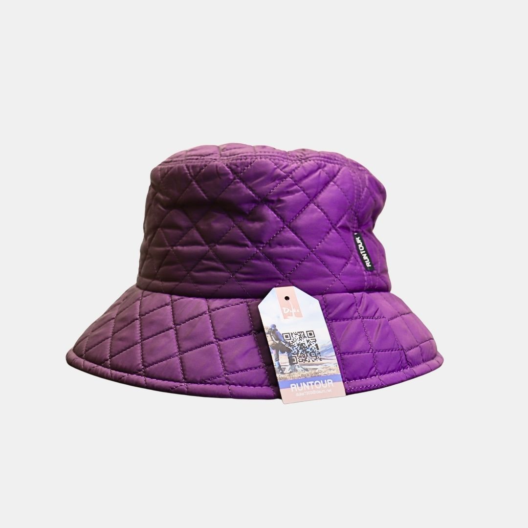 Women’s purple quilted bucket hat front view trendy design