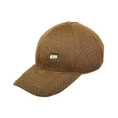 Side view of woven core baseball cap with breathable woven texture design
